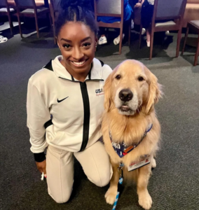 Simone Biles with Dog